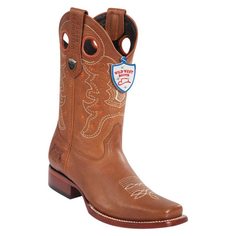 Men's Wild West Rage Leather Square Toe Boots Handmade Honey (28182751)