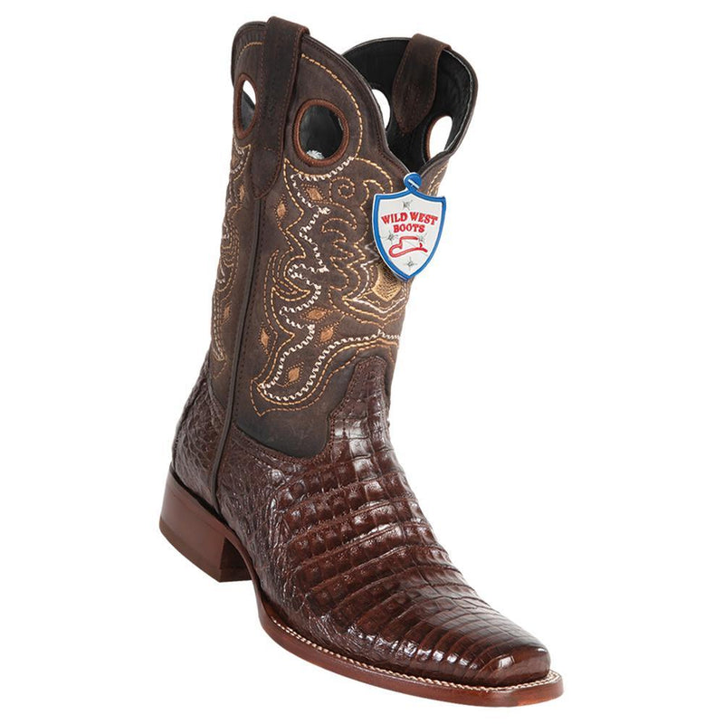 Wild West Boots #28188207 Men's | Color Brown | Men's Wild West Square Toe Caiman Belly Boots Handcrafted