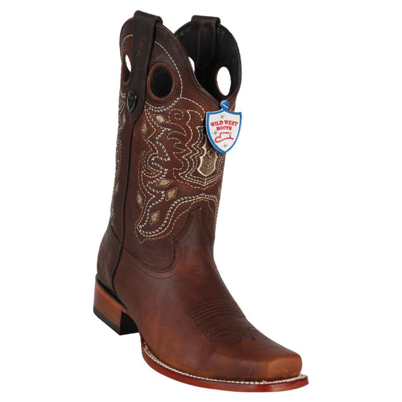 Men's Wild West Rage Leather Square Toe Boots Handmade Walnut (28189940)