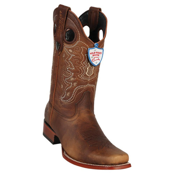 Men's Wild West Rage Leather Square Toe Boots Handmade Honey (28189951)