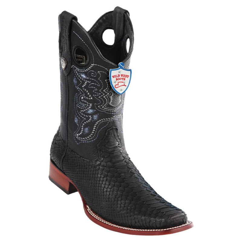 Wild West Boots #2818G5705 Men's | Color Black  | Men's Wild West Python Square Toe Boots Handcrafted