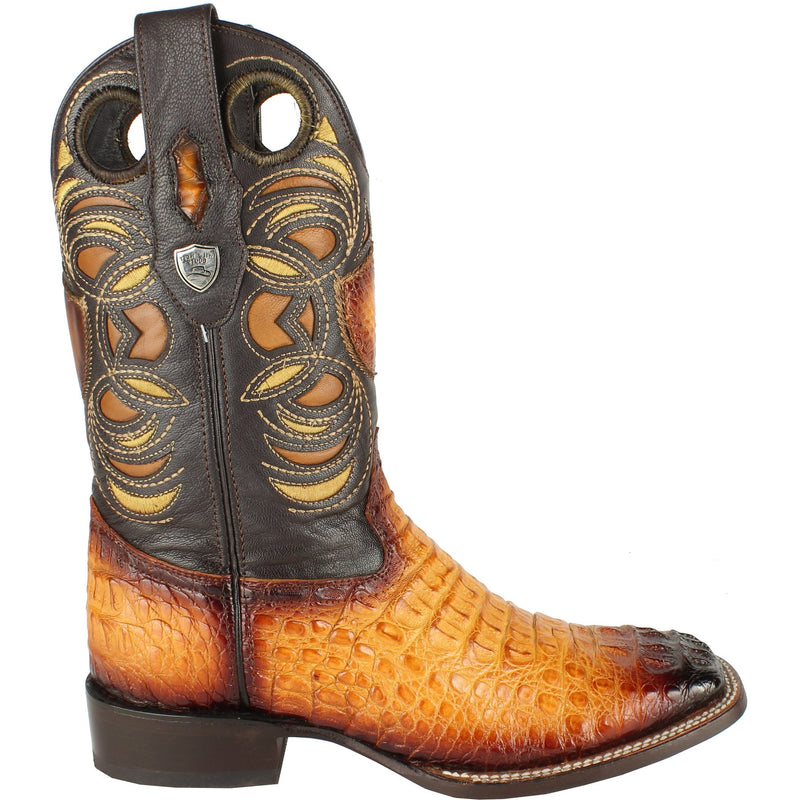 Wild West Boots #28240202 Men's | Color Buttercup | Men’s Wild West Caiman Hornback Boots Square Toe Handcrafted