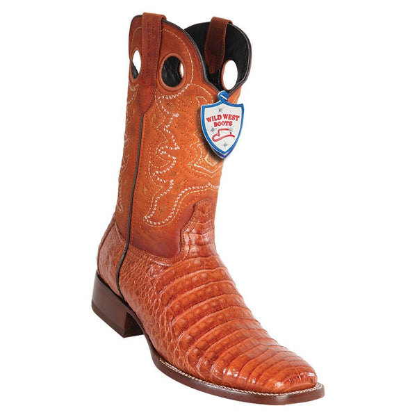 Wild West Boots #28248203 Men's | Color Cognac | Men's Wild West Wide Square Toe Caiman Belly Boots Handcrafted