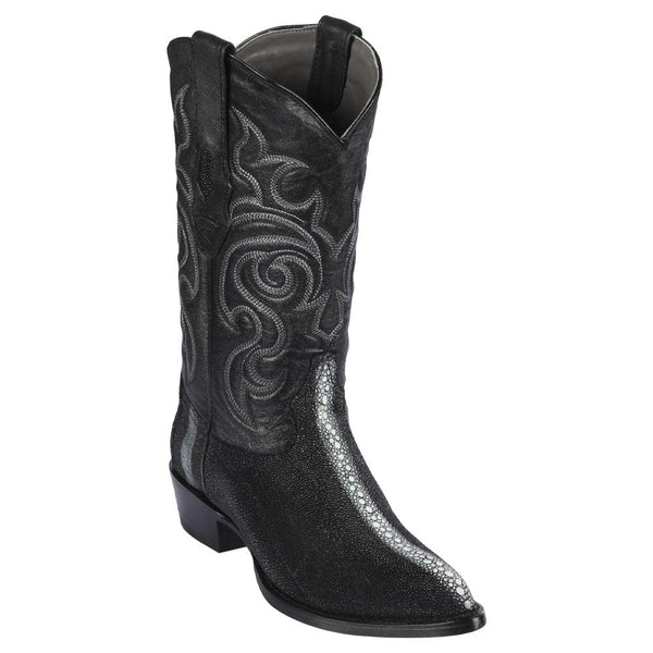 Los Altos Boots Mens #991105 J Toe | Genuine Full Rowstone Stingray Boots | Color Black