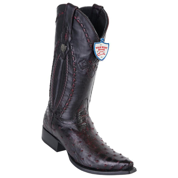Wild West Boots #2940318 Men's | Color Black Cherry  | Men's Wild West Full Quill Ostrich Boots Snip Toe Handcrafted