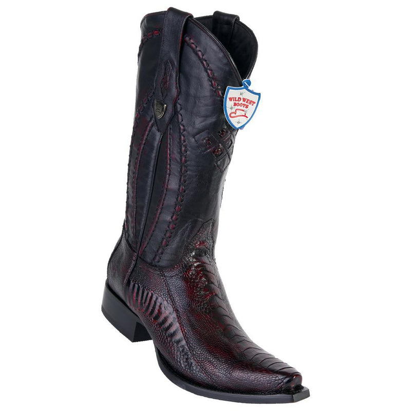 Wild West Boots #2940518 Men's | Color BlackCherry  | Men's Wild West Ostrich Leg Boots Snip Toe Handcrafted