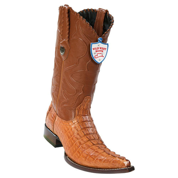 Wild West Boots #2950103Men's | Color Cognac | Men's Wild West Caiman Tail 3x Toe Boots Handcrafted