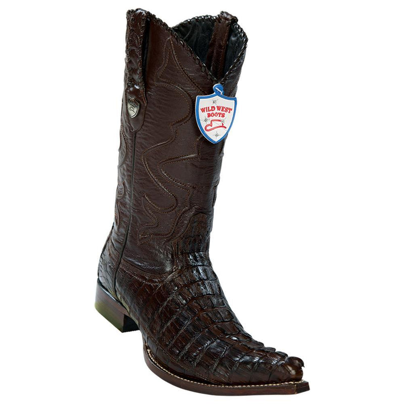 Wild West Boots #2950107 Men's | Color Brown   | Men's Wild West Caiman Tail 3x Toe Boots Handcrafted