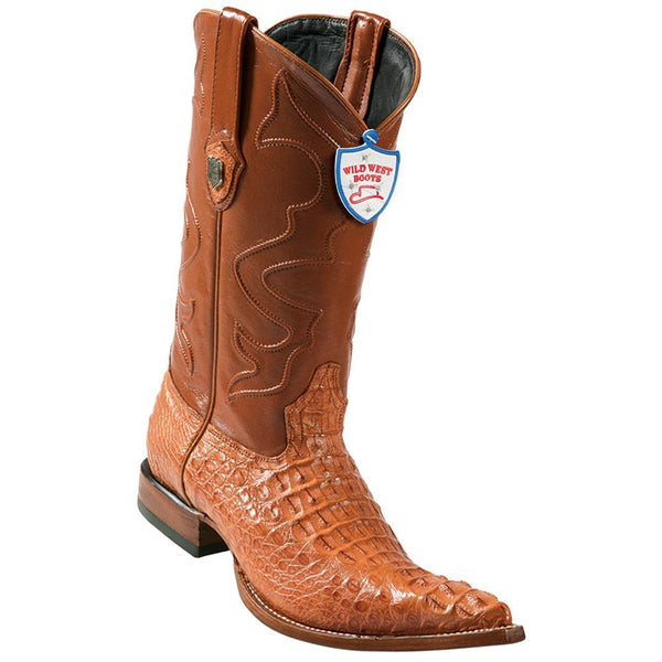 Wild West Boots #2950203 Men's | Color Cognac | Men's Wild West Caiman Hornback 3x Toe Boots Handcrafted