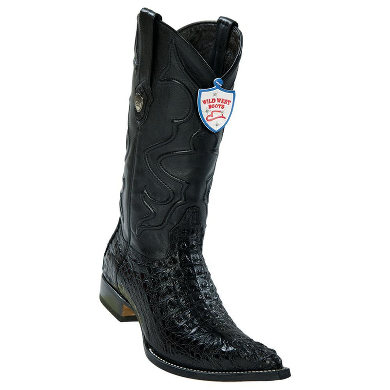 Wild West Boots #2950205 Men's | Color Black | Men's Wild West Caiman Hornback 3x Toe Boots Handcrafted