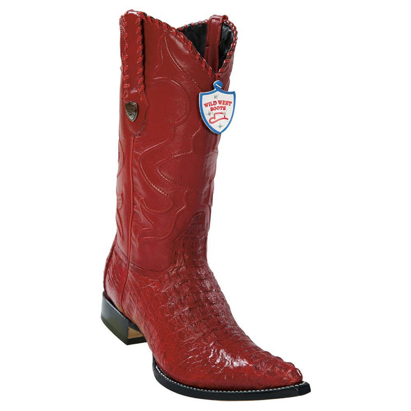 Wild West Boots #2950212 Men's | Color Red | Men's Wild West Caiman Hornback 3x Toe Boots Handcrafted