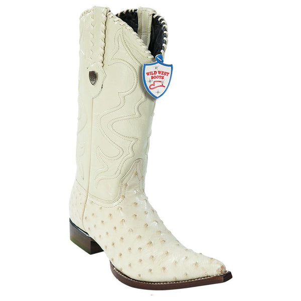 Wild West Boots #2950304 Men's | Color Wnterwhite | Men's Wild West Full Quill Ostrich 3x Toe Boots Handcrafted