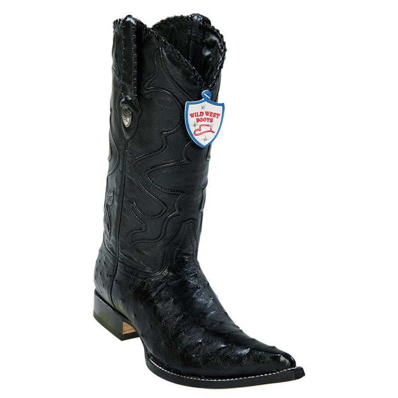 Wild West Boots #2950305 Men's | Color Black | Men's Wild West Full Quill Ostrich 3x Toe Boots Handcrafted