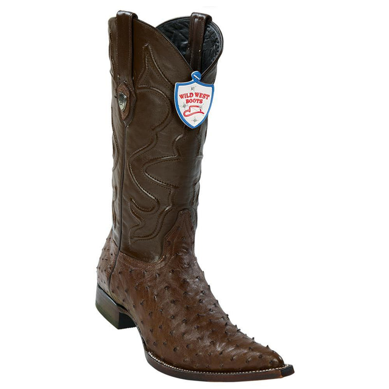Wild West Boots #2950307 Men's | Color Brown | Men's Wild West Full Quill Ostrich 3x Toe Boots Handcrafted