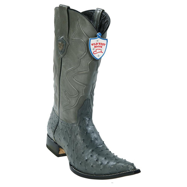 Wild West Boots #2950309 Men's | Color Gray | Men's Wild West Full Quill Ostrich 3x Toe Boots Handcrafted