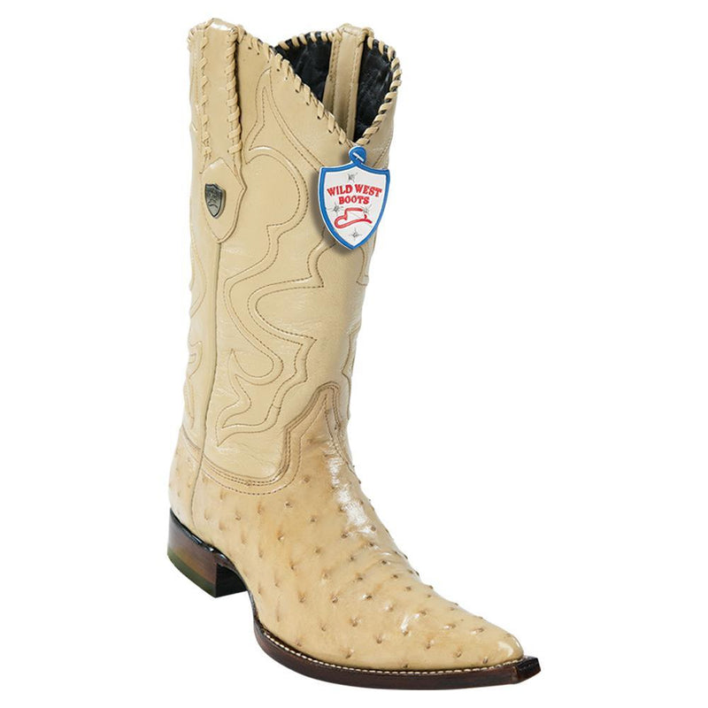 Wild West Boots #2950311 Men's | Color Oryx | Men's Wild West Full Quill Ostrich 3x Toe Boots Handcrafted