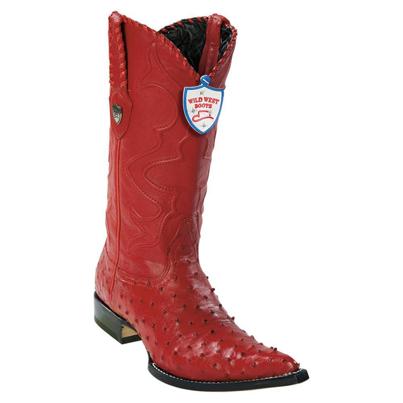 Wild West Boots #2950312Men's | Color Red | Men's Wild West Full Quill Ostrich 3x Toe Boots Handcrafted