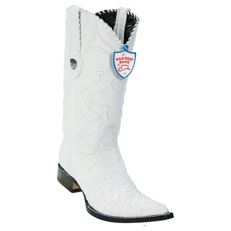 Wild West Boots #2950328 Men's | Color White | Men's Wild West Full Quill Ostrich 3x Toe Boots Handcrafted