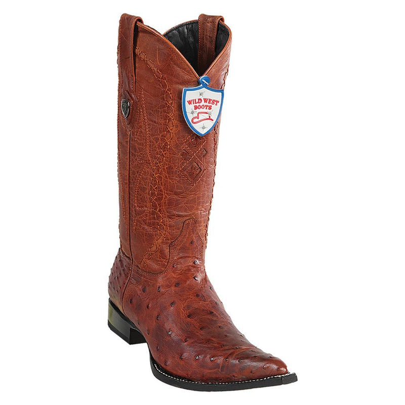 Wild West Boots #2950330 Men's | Color Whisky | Men's Wild West Full Quill Ostrich 3x Toe Boots Handcrafted