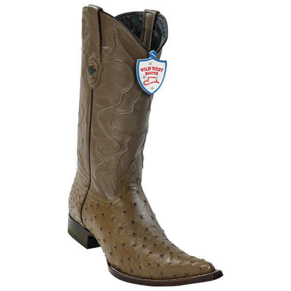 Wild West Boots #2950365 Men's | Color Mink | Men's Wild West Full Quill Ostrich 3x Toe Boots Handcrafted