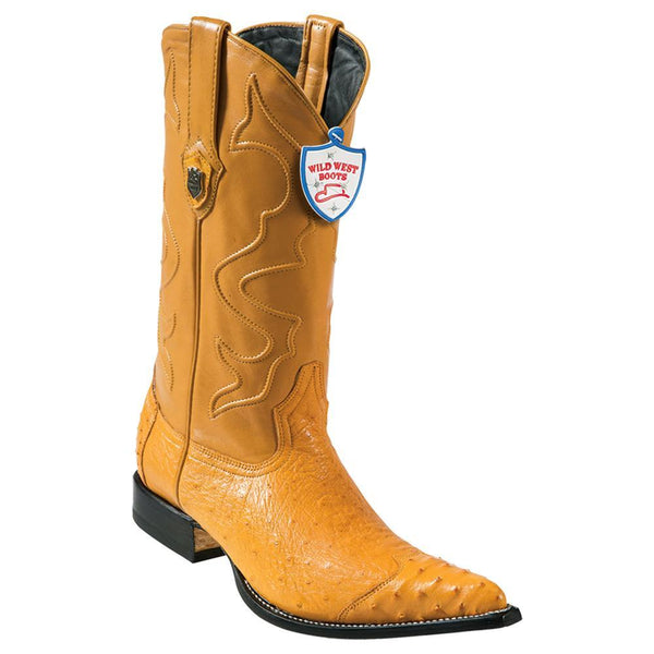 West Boots #2950402 Men's | Color Buttercup | Men's Wild West Smooth Ostrich 3x Toe Wing Tip Boots Handcrafted