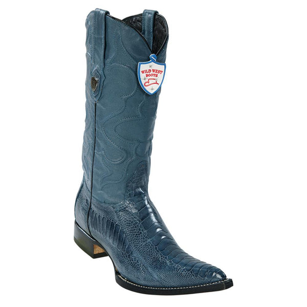 Wild West Boots #2950514 Men's | Color Blue Jean | Men's Wild West Ostrich Leg 3x Toe Boots Handcrafted