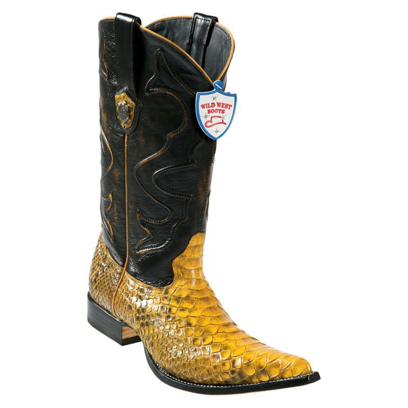 Wild West Boots #2955702 Men's | Color Buttercup  | Men's Wild West Python 3x Toe Boots Handcrafted