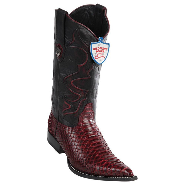 Wild West Boots #2955706 Men's | Color Burgundy | Men's Wild West Python 3x Toe Boots Handcrafted