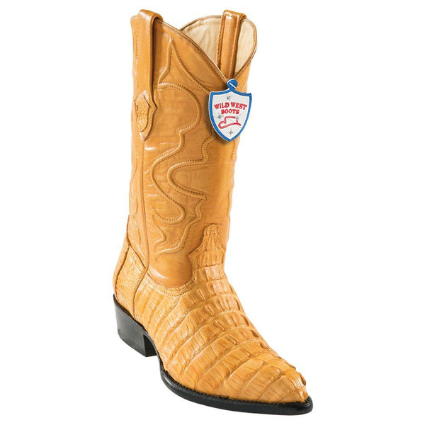 Wild West Boots #2990102 Men's | Color Buttercup  | Men's Wild West Caiman Tail J Toe Boots Handcrafted