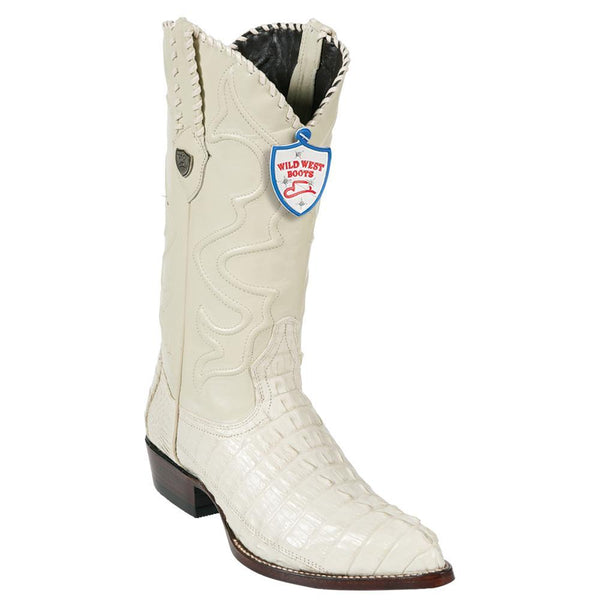 Wild West Boots #2990104 Men's | Color Winterwhite | Men's Wild West Caiman Tail J Toe Boots Handcrafted