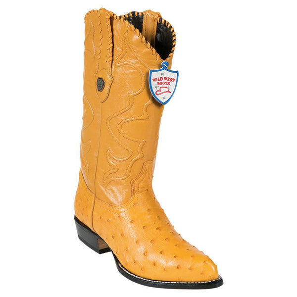 West Boots #2990302 Men's | Color Buttercup | Men's Wild West Full Quill Ostrich J Toe Boots Handcrafted