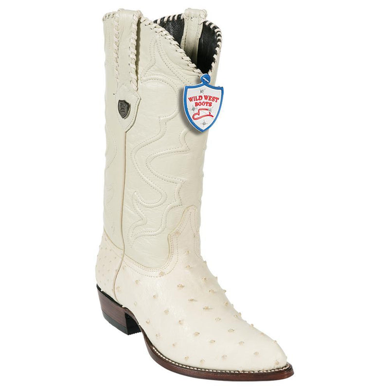 West Boots #2990304 Men's | Color Winterwhite | Men's Wild West Full Quill Ostrich J Toe Boots Handcrafted