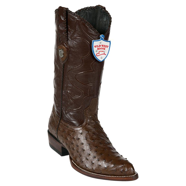 West Boots #2990307 Men's | Color Brown  | Men's Wild West Full Quill Ostrich J Toe Boots Handcrafted