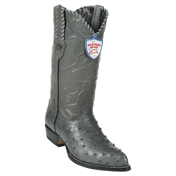 West Boots #2990309 Men's | Color Gray | Men's Wild West Full Quill Ostrich J Toe Boots Handcrafted