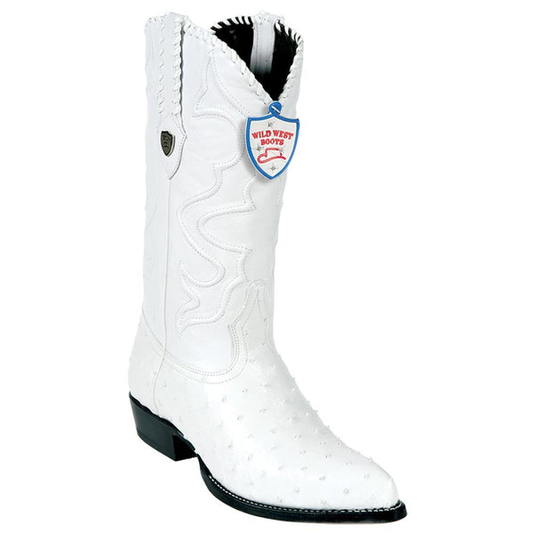 Wild West Boots #2990328-1 Men's | Color White | Men's Wild West Full Quill Ostrich J Toe Boots Handcrafted