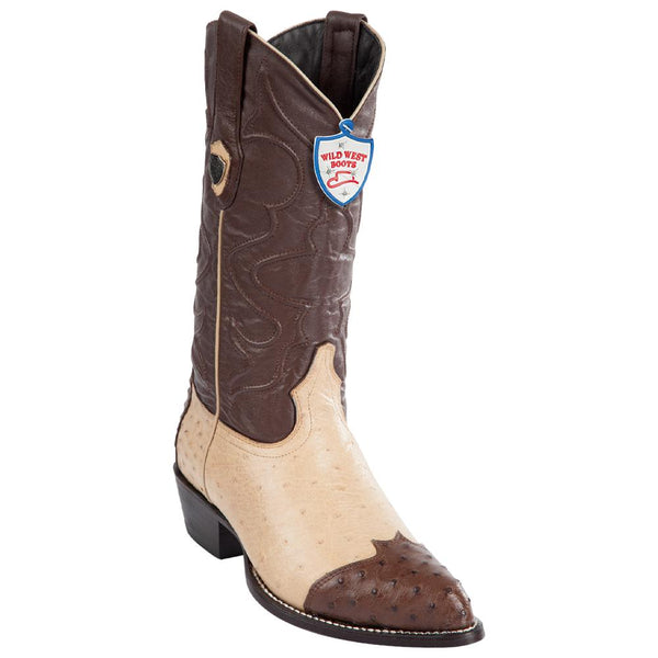 West Boots #2990467 Men's | Color Oryx & Brown | Men's Wild West Ostrich Wingtip Cowboy Boots Handcrafted