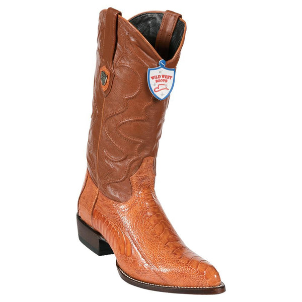 Wild West Boots #2990503 Men's | Color Cognac | Men's Wild West Ostrich Leg J Toe Boots Handcrafted