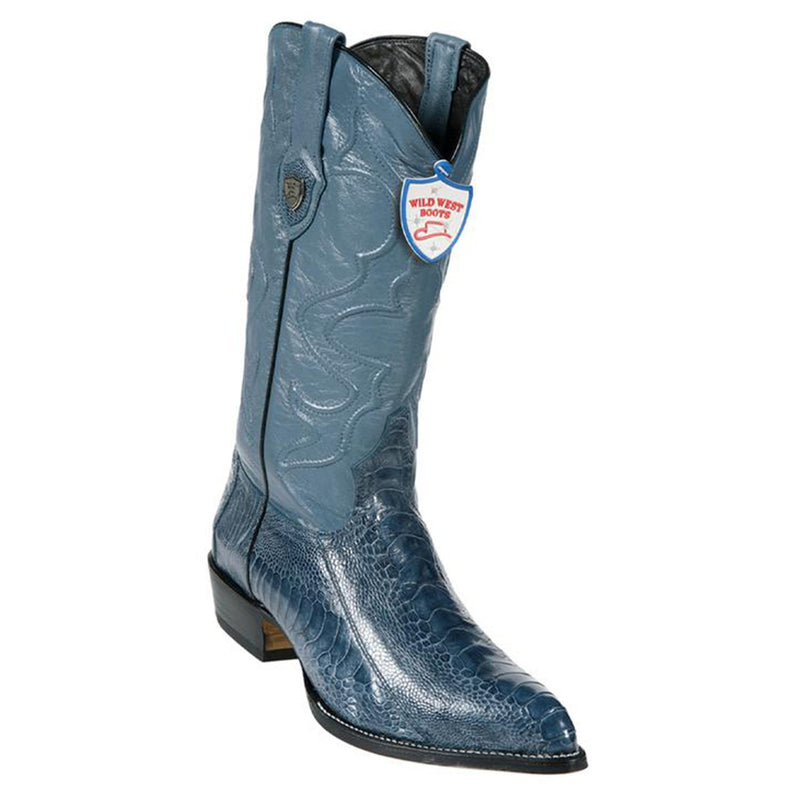 Wild West Boots #2990514 Men's | Color Blue Jean | Men's Wild West Ostrich Leg J Toe Boots Handcrafted