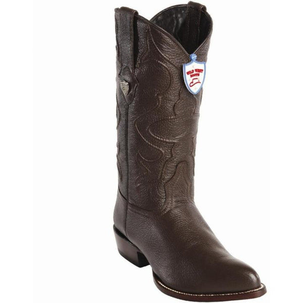 Men's Wild West Genuine Elk Leather J Toe Boots Handmade Brown (2995107)