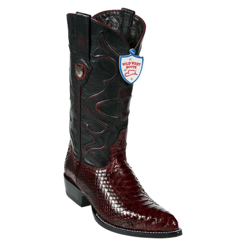 Wild West Boots #2995706 Men's | Color Burgundy | Men's Wild West Python J Toe Boots Handcrafted