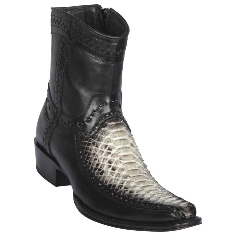 Los Altos Boots Mens #76BF5749 Low Shaft European Square Toe | Genuine Python And Deer Boots | Color Natural