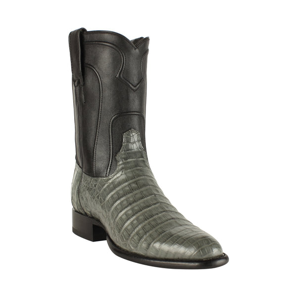 Los Altos Boots Mens #698209 Roper Style | Caiman Belly Boots Handcrafted | Color Gray