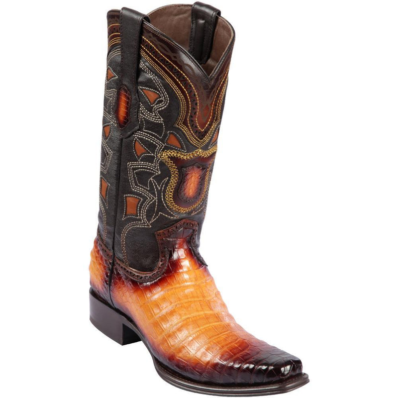 Los Altos Boots Mens #768201 European Square Toe | Genuine Caiman Belly Boots | Color Faded Buttercup