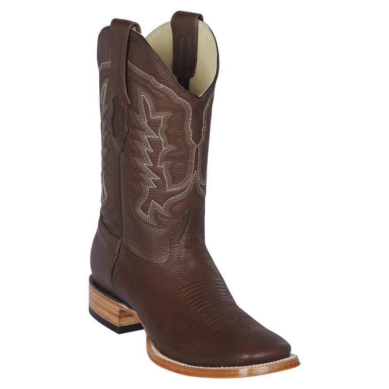 Los Altos Boots Mens #8272707C Wide Square Toe | Genuine Grisly Leather Boots | Color Brown