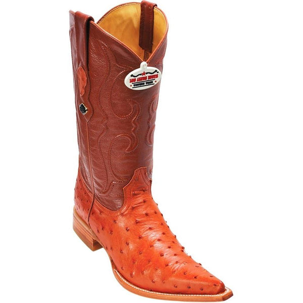 Los Altos Boots Mens #950303 3X Toe | Genuine Full Quill Ostrich Leather Boots | Color Cognac
