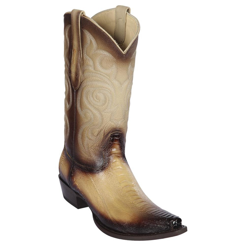Los Altos Boots Mens #940515 Snip Toe | Genuine Ostrich Leg Boots | Color Faded Oryx