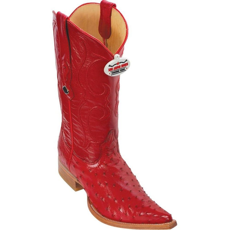 Los Altos Boots Mens #950312 3X Toe | Genuine Full Quill Ostrich Leather Boots | Color Red