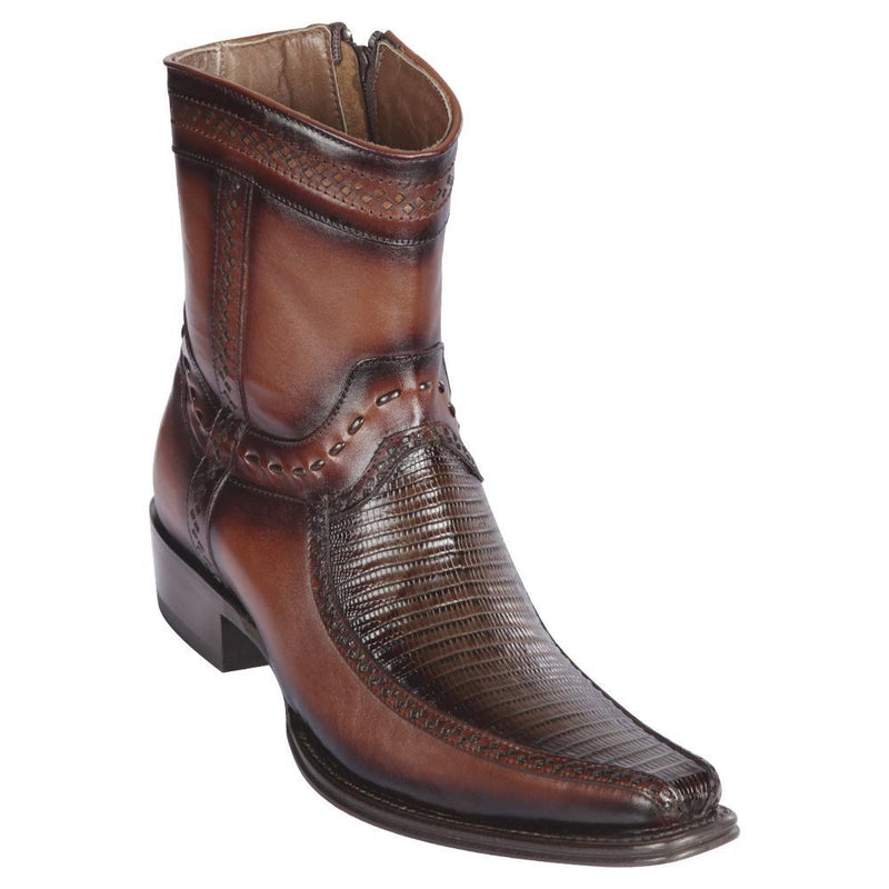 Los Altos Boots Mens #76BF0716 Low Shaft European Square Toe | Genuine Teju And Deer Boots | Color Faded Brown
