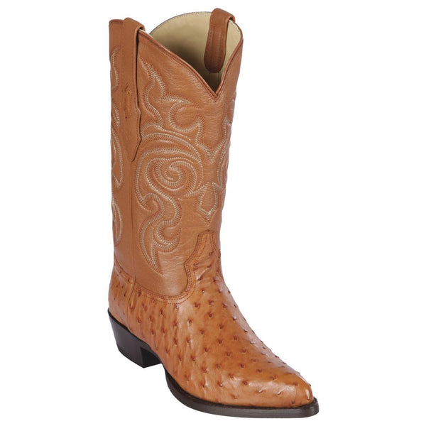Los Altos Boots Mens #990351 J Toe | Genuine Full Quill Ostrich Boots | Color Honey