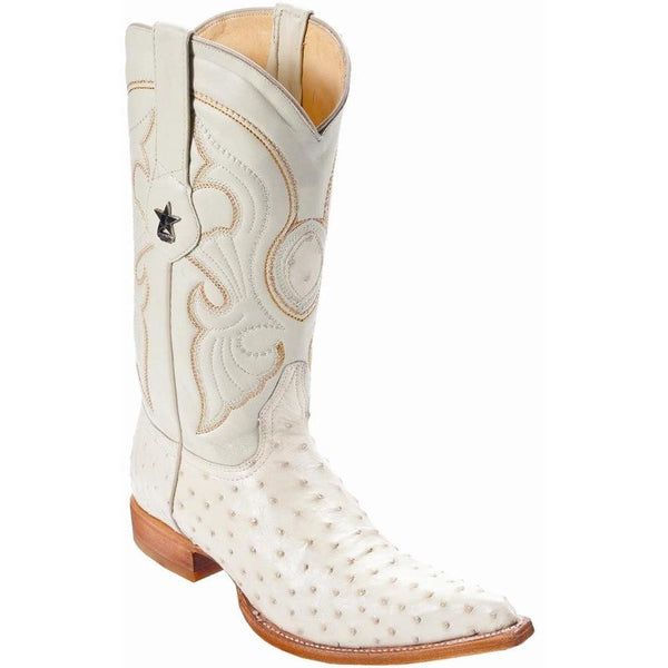 Los Altos Boots Mens #950304 3X Toe | Genuine Full Quill Ostrich Leather Boots | Color Winterwhite